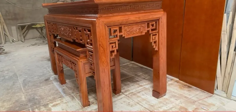 Cặp bàn thờ + tủ cơm gỗ hương đá